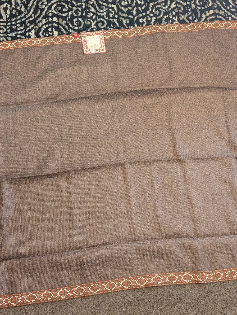 vintage German alpine/folk-style tablecloth produced by ANORA Allgäuer Textilwer
